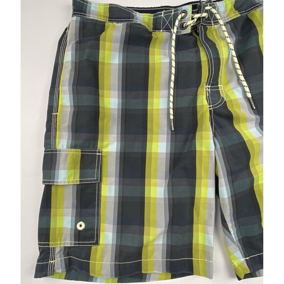 Tommy Bahama Relax Swim Trunks Mens L Green Blue Plaid Cargo Lined Preppy - Picture 4 of 13